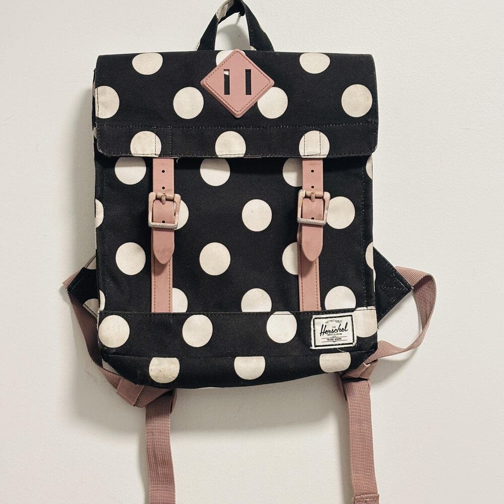 Herschel Supply Co Bag Kids Size Small Black Backpack Polka Dot Buckle Straps
